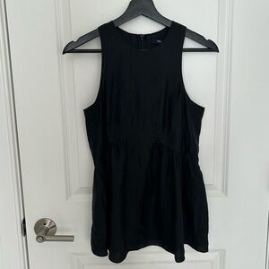 Madewell 100% Silk Peplum Sleeveless Top in Black